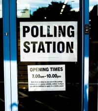 Polling station sign