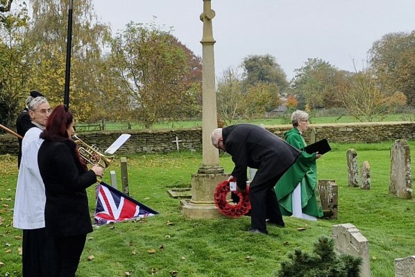 Laying wreath at the memorial