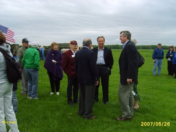 Veterans on the former airfield, taken there by WW2 vehicles