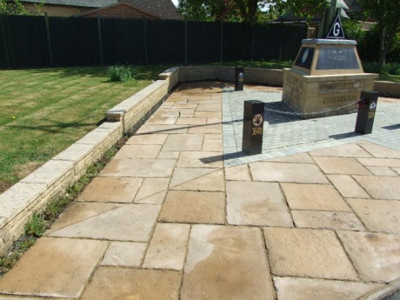 Memorial and paving after steam cleaning